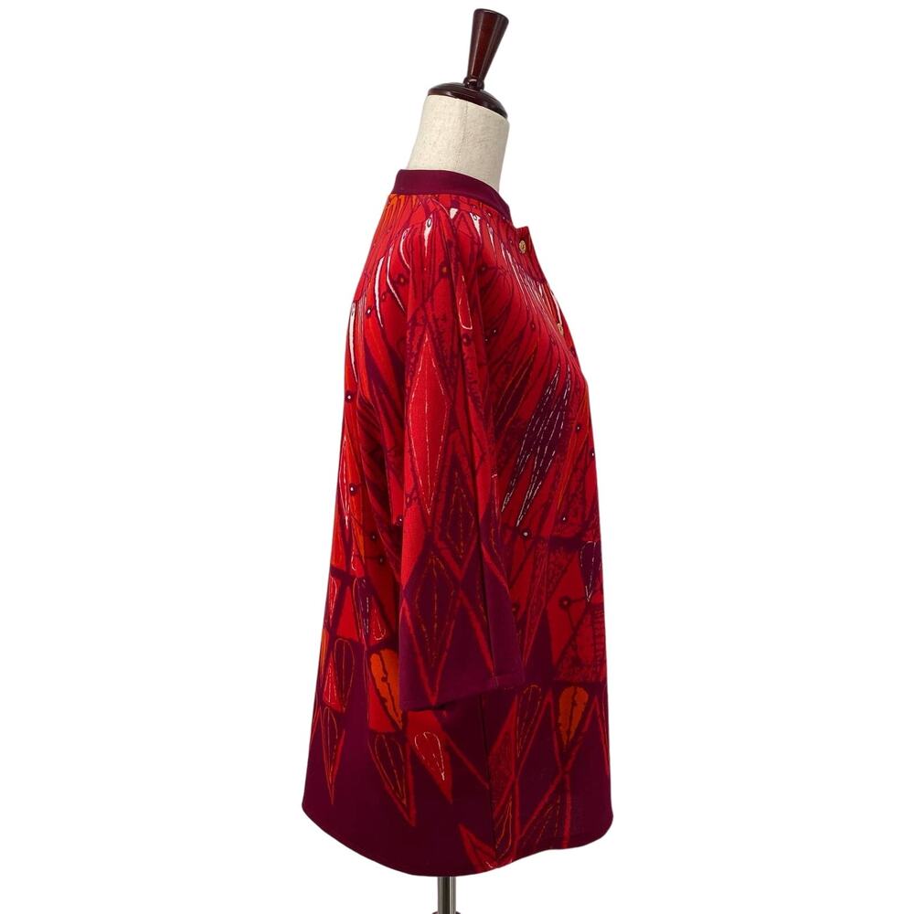Vintage Maud Fudin Fredholm Boutique Sweden Button Front Bat Wing Jacket M Red - Picture 5 of 10